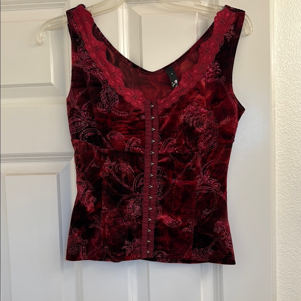 Elegant Red Lace Women's Top